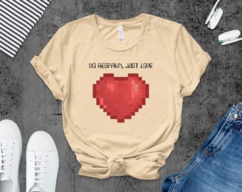 Koszulka Pixel Heart, No Respawn Just Love, koszulka walentynkowa dla graczy, koszulka unisex Gaming Love dla par