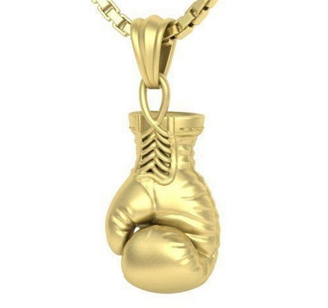 Gold Boxing Glove Pendant 925 Sterling Silver Box Glove Etsy