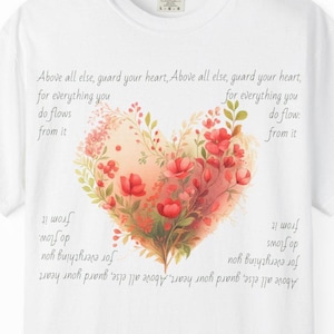 Christian Heart Shirt – Proverbs 4:23 – Faith Tee – Guard Your Heart – Bible Verse Shirt – Christian Gift for Women&quot;