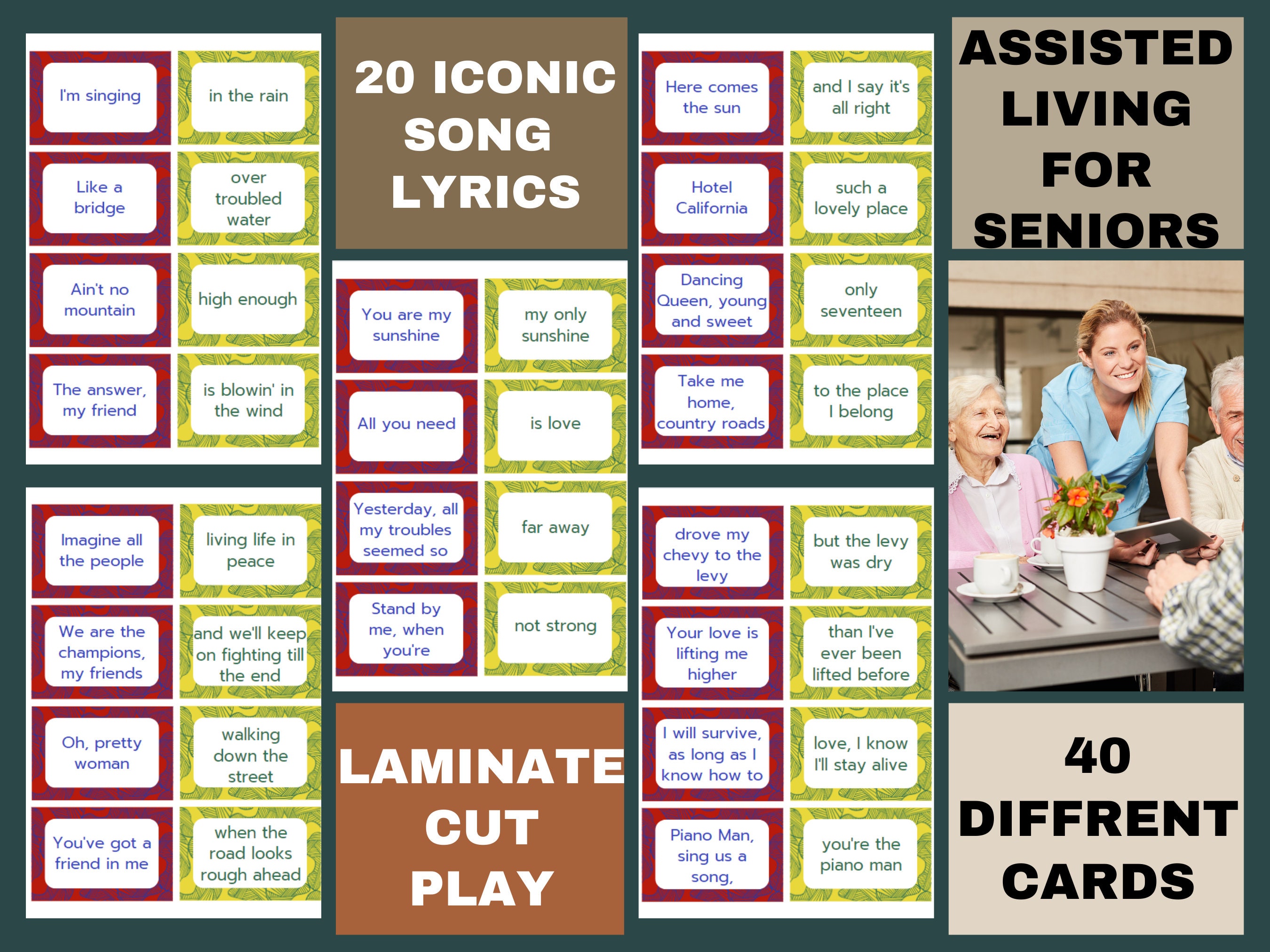 Senior Lyrics Matching Game for - Il Fullxfull.5784477183 Roue