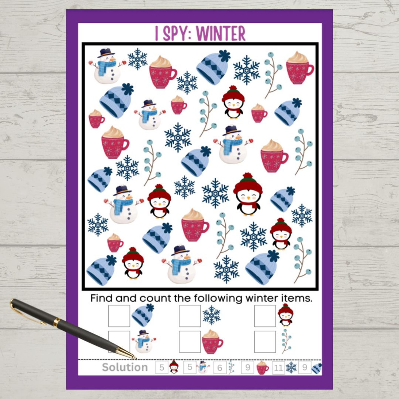 4 I Spy Puzzles for Seniors, Activity for Elderly, Large Print, Easy