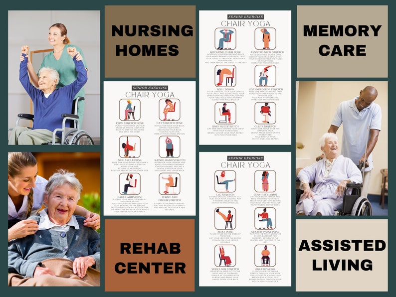 Chair Yoga Guide for Seniors, Exercise for Elderly, Physical Therapy Printable, Wheelchair
