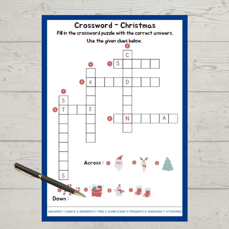 3 Crossword Puzzles, Activity for Seniors Large Print, Easy Worksheets