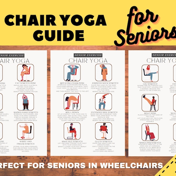 chair yoga guide for seniors, exercise for elderly, physical therapy printable, wheelchair exercise, nursing home sport, dementia printables