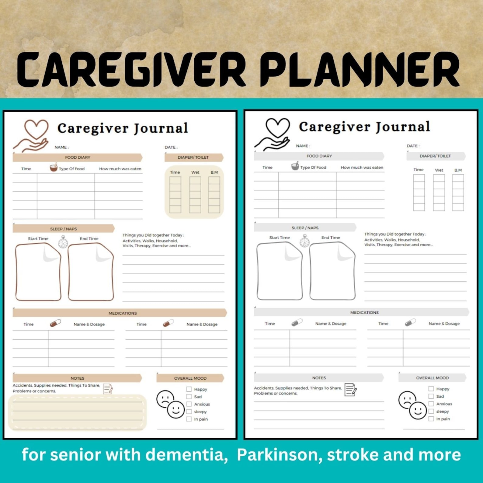Caregiver Planner for Seniors With Alzheimer’s, Dementia, Parkinson, Memory Loss, Stroke ...