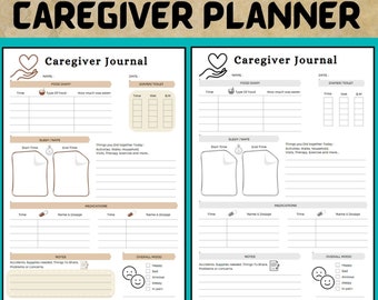 Planificador de cuidadores para personas mayores con Alzheimer, demencia, Parkinson, pérdida de memoria y accidentes cerebrovasculares. Imprimible para residencia de ancianos, cuidado de la memoria, hospital.
