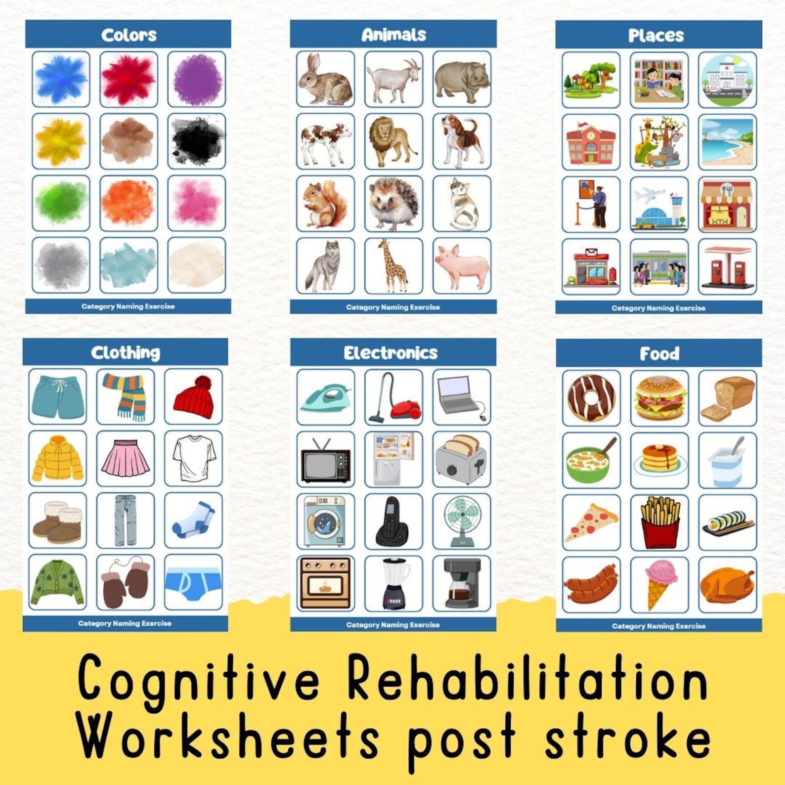 Aphasia Printable, Post- Stroke Rehabilitation, Categorizing Worksheets ...