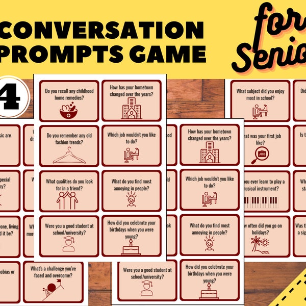 Printable Senior Conversation Game - Elderly Engagement & Memory Stimulation Activity, Dementia Activities, Reminiscing Games, memory care