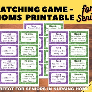 Senior Idioms Matching Game, voor verpleeghuizen, geheugenzorg en begeleid wonen, ouderenhersenspel voor senioren, cognitieve werkbladen voor dementie