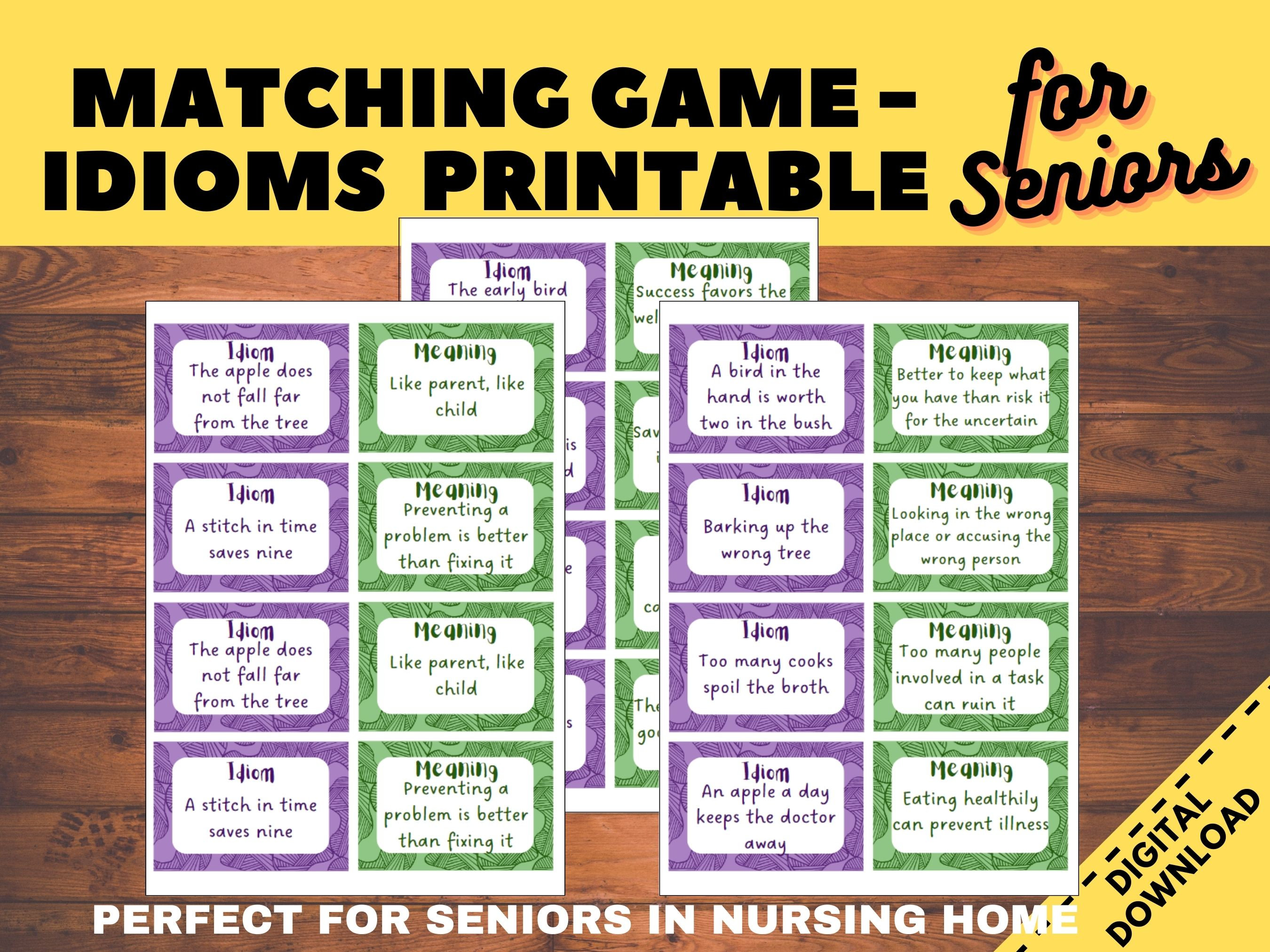 Senior Idioms Matching Game for - Il Fullxfull.5724431856 N95j