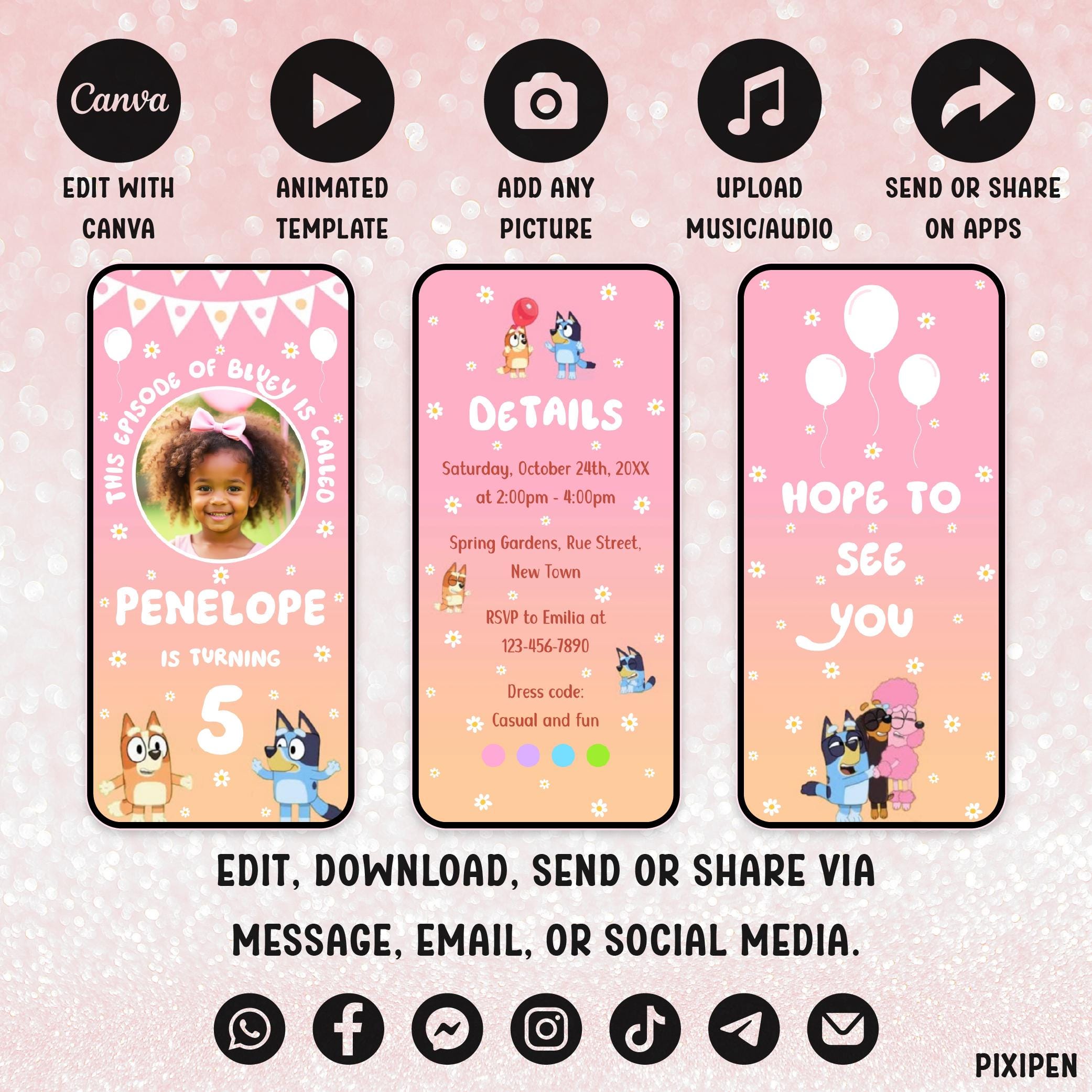 Pixipen Editable Video Template