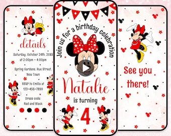 Minnie mouse 4th birthday invitation Editable Minnie mouse digital birthday invitation 4 Minnie mouse evite Minnie mouse digital invitation