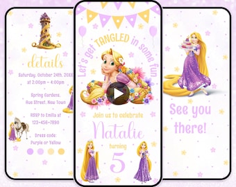 Rapunzel birthday invitation Tangled birthday invitation editable Princess Rapunzel digital invitation Rapunzel digital birthday invitations