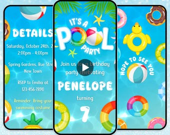 Pool party birthday invitation Pool party invitation Pool party invitations Pool party invite Pool party digital invitation Pool party evite