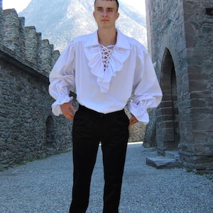 White medieval shirt, Medieval Fantasy shirt