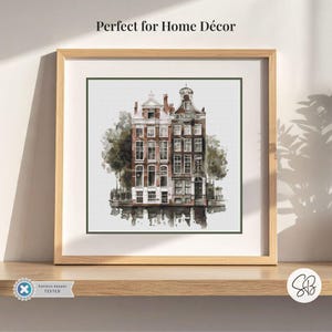 Amsterdam Canal House Cross Stitch Pattern, Dutch Architecture Art, Beginner Holland Embroidery, Watercolor European Decor, City Lover Gift
