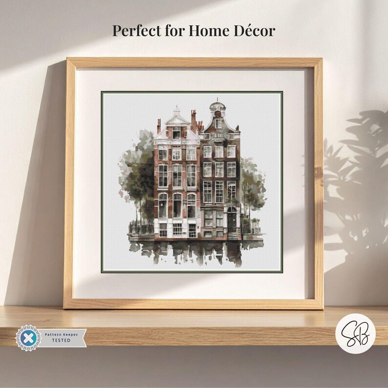 Amsterdam Canal House Cross Stitch Pattern, Dutch Architecture Art, Beginner Holland Embroidery, Watercolor European Decor, City Lover Gift