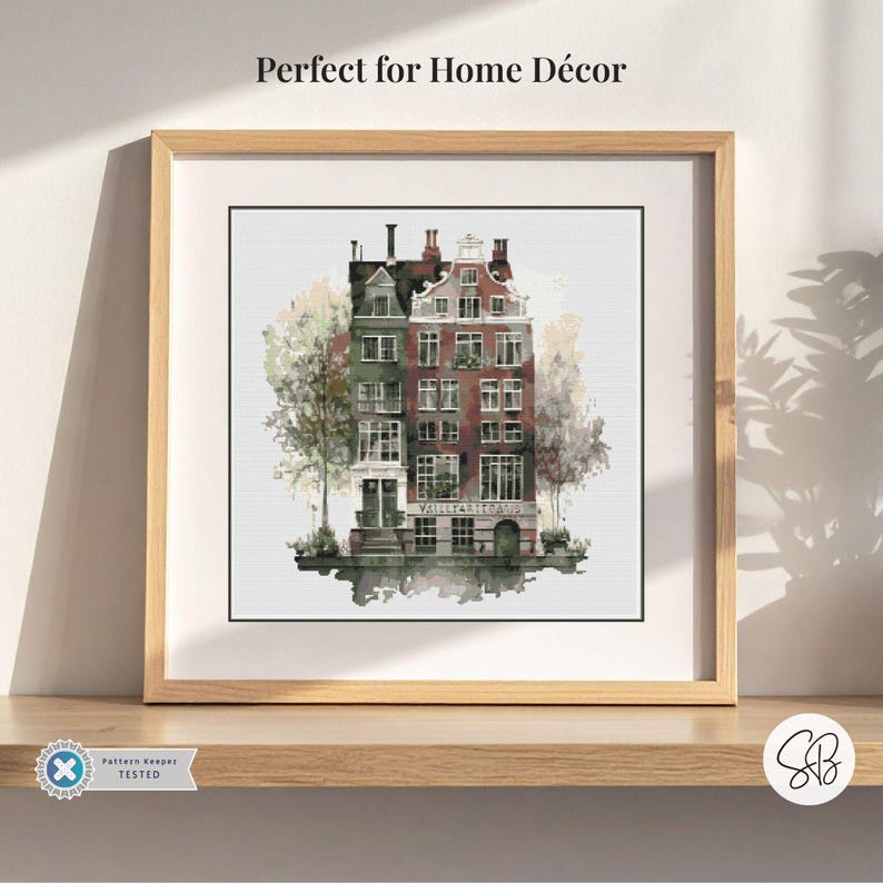 Amsterdam Canal House Cross Stitch Pattern, Dutch Architecture Art, Beginner Holland Embroidery, Watercolor European Decor, City Lover Gift