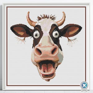 Funny Cow Cross Stitch Pattern, Silly Cow Embroidery Art, Cute Farm Animal Cross Stitch, Cow Lover Gift Idea, Farmhouse Decor Cross Stitch