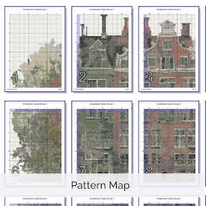 Amsterdam Canal House Cross Stitch Pattern, Dutch Architecture Art, Beginner Holland Watercolor Embroidery