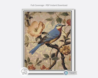 William Morris Bird Cross Stitch Pattern, Arts & Crafts Embroidery, Instant Download, PatternKeeper, Floss Conversions