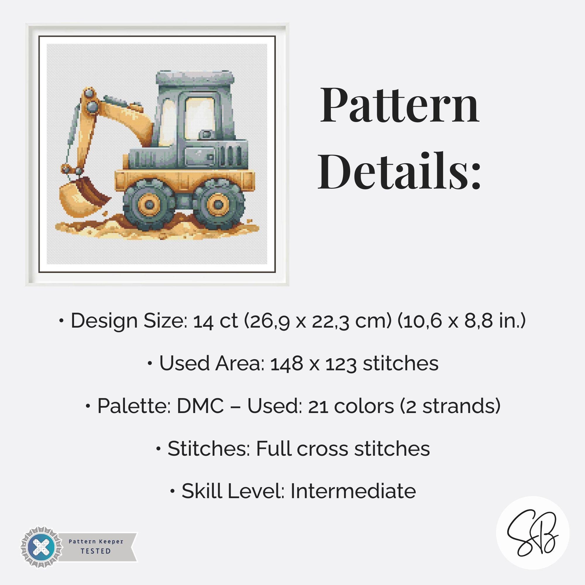 Digger Cross Stitch Pattern, Boys Nursery Room Construction Decor ...