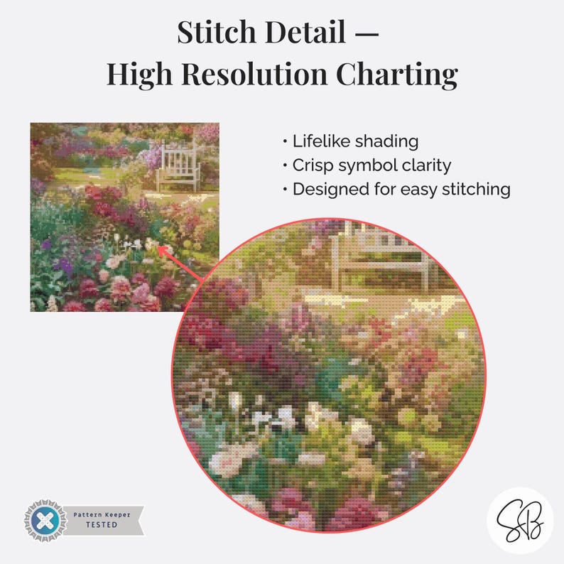 Country Flower Garden Cross Stitch Pattern, Floral Embroidery, Full ...