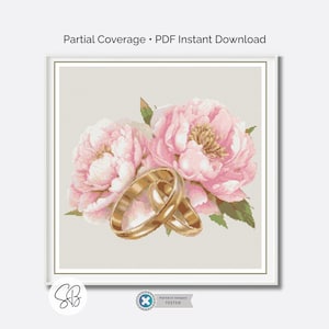 Wedding Rings Cross Stitch Pattern, Embroidery Bridal Gift, Wedding Anniversary, PatternKeeper, Floss Conversions