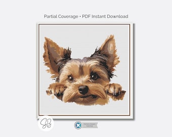 Yorkshire Terrier Cross Stitch Pattern, Yorkie Embroidery PDF, Instant Download, Pattern Keeper, Floss Conversion