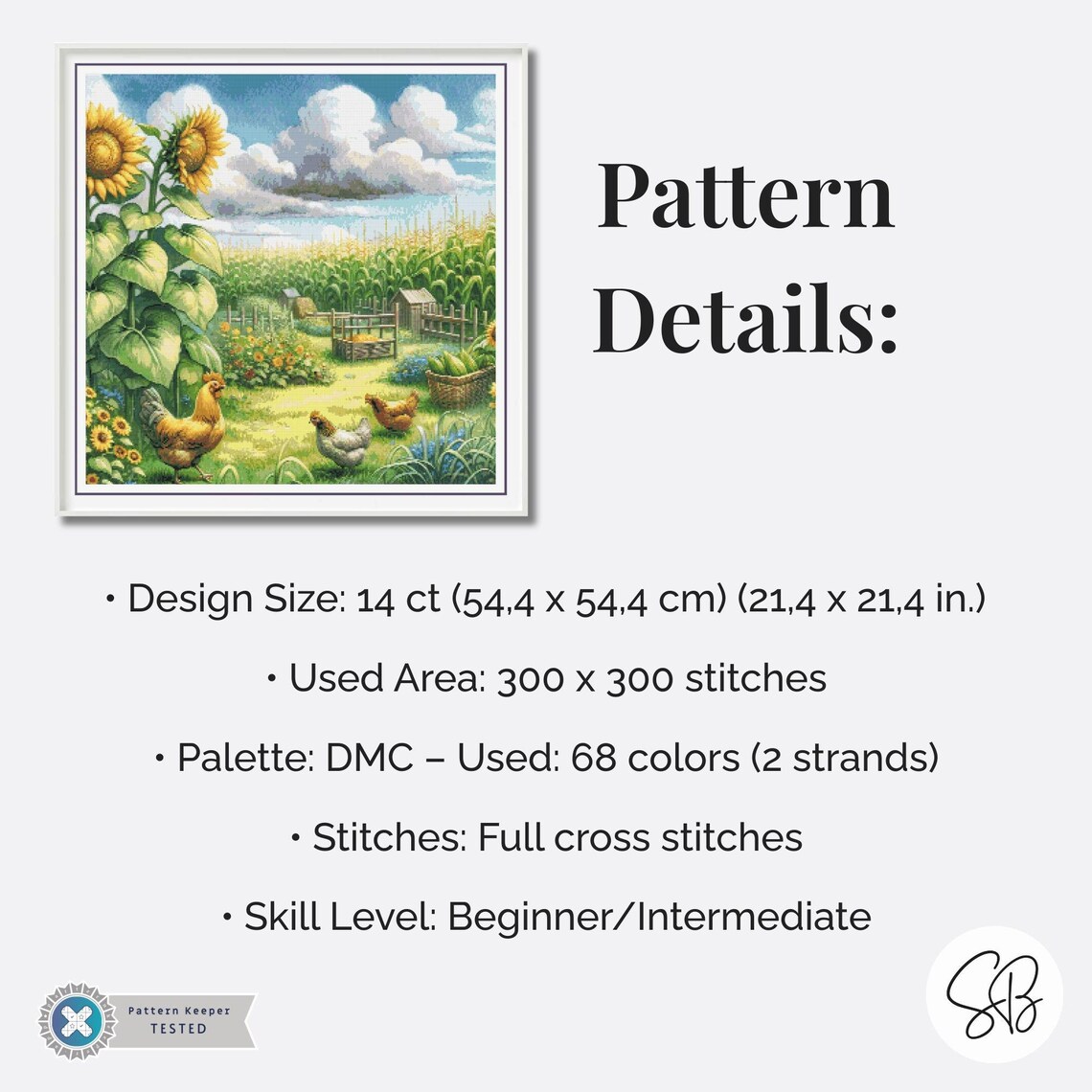 Midwest Farm Cross Stitch Pattern, Chickens & Cornfield Country PDF ...