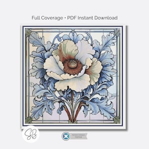 Patrón de punto de cruz de flores de Delft de William Morris, bordado Art Nouveau, PDF, PatternKeeper, conversiones de hilo