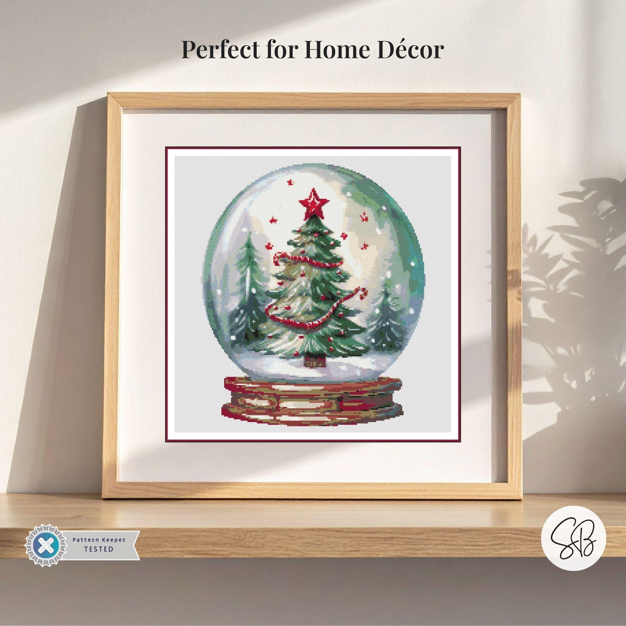 Snow Globe Christmas Tree Cross Stitch Pattern, Holiday Embroidery, PDF ...