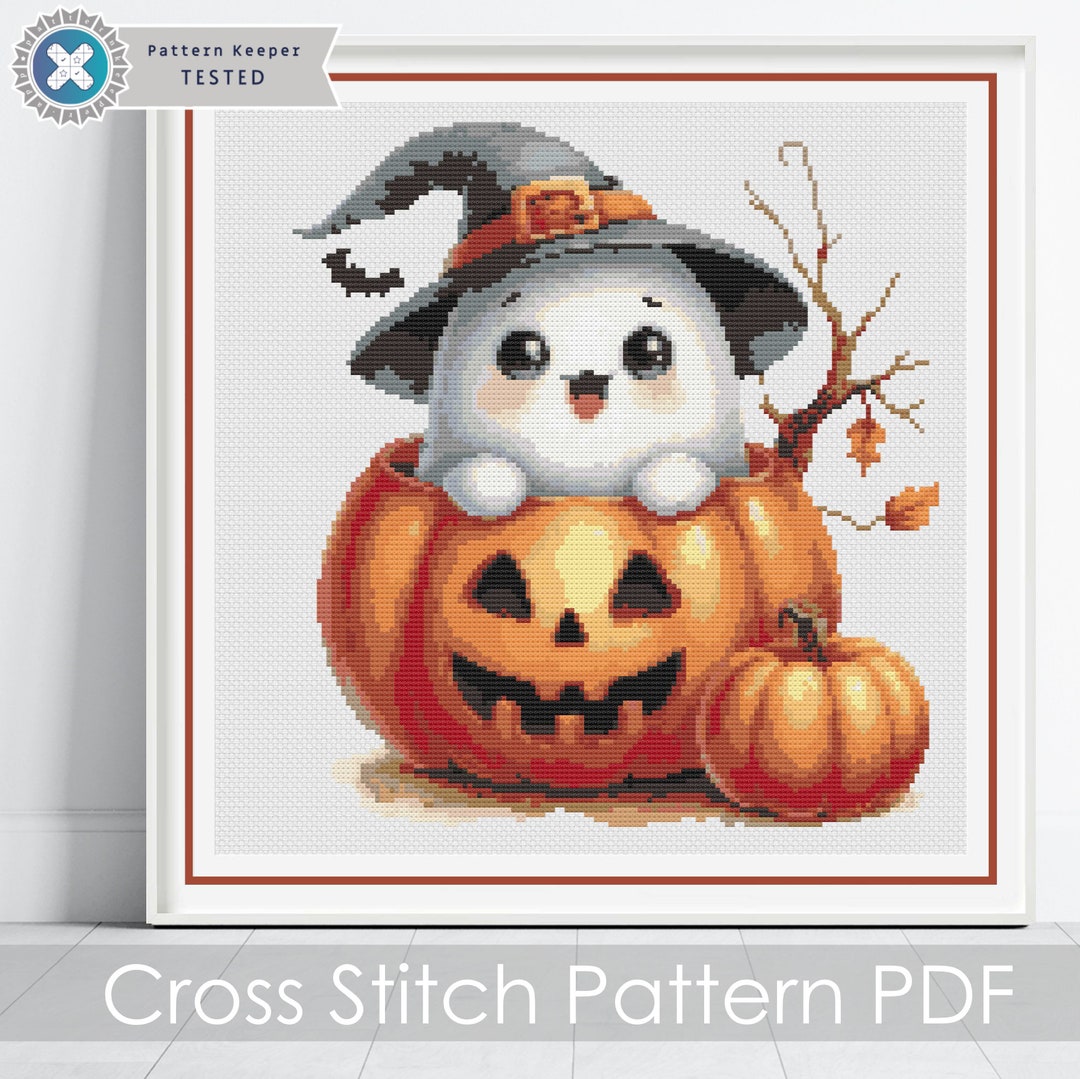 Cute Ghost Cross Stitch Pattern / Cute Baby Halloween Ghost Cross ...