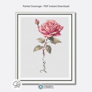 June Birth Month Flower Cross Stitch Pattern, Roses Floral Embroidery, Instant Download, Floss