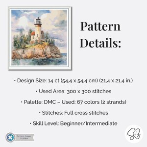 Lighthouse Cross Stitch Pattern, Maritime Seaside Coastal Nautical ...