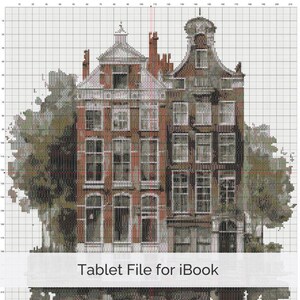 Amsterdam Canal House Cross Stitch Pattern, Dutch Architecture Art, Holland Watercolor Embroidery PDF