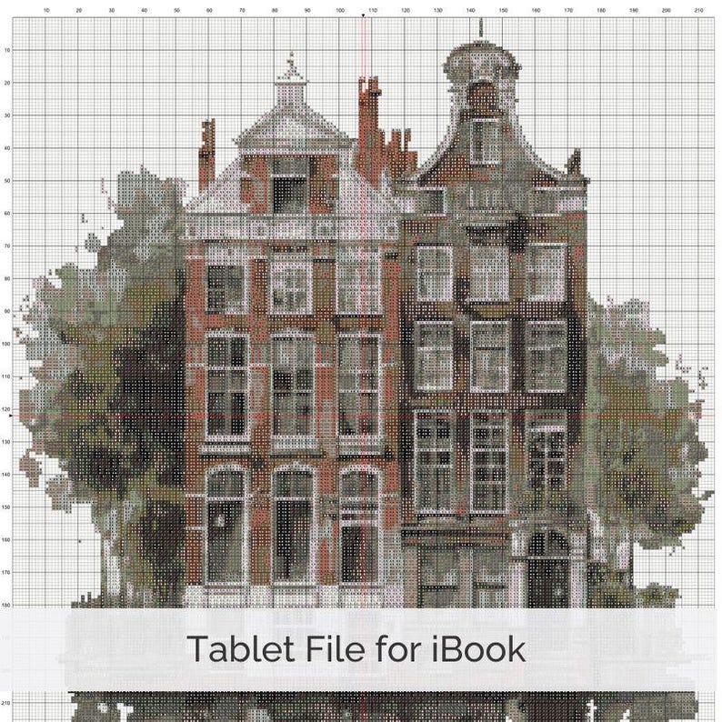 Amsterdam Canal House Cross Stitch Pattern, Dutch Architecture Art, Holland Watercolor Embroidery PDF