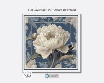 Schema punto croce fiore di peonia di William Morris, ricamo Art Nouveau, PDF, PatternKeeper, conversioni di filo interdentale