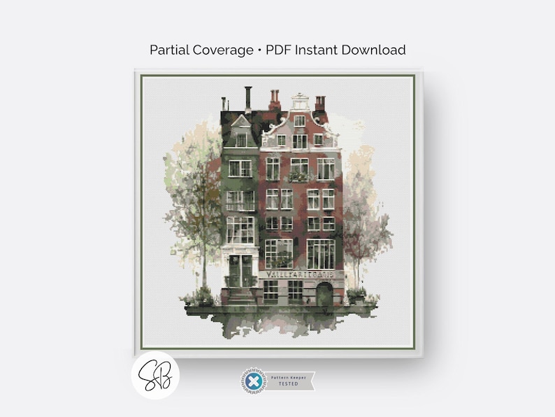 Amsterdam Canal House Cross Stitch Pattern, Dutch Architecture Art, Beginner Holland Embroidery, Watercolor European Decor, City Lover Gift