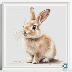 Cute Rabbit Cross Stitch Pattern, Cute Animal Embroidery, Woodland Nursery Decor Stitching, Animal Cross Stitch, Baby Shower Handmade Gift