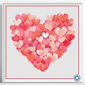 Herzen Kreuzstichmuster PDF Pattern, Valentinstag Herzen Herz Kreuzstichmuster , Valentine PDF Pattern, Instant Download