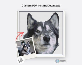 Schema per punto croce personalizzato da foto, PDF di ricamo personalizzato, punto croce fotografico, archivio di schemi, animali domestici, famiglia, ritratto di matrimonio