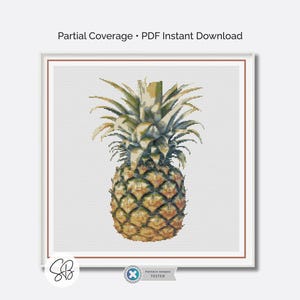 Pineapple Cross Stitch Pattern, Tropical Fruit Kitchen Embroidery Decor PDF, Instant Download, Floss Conversions