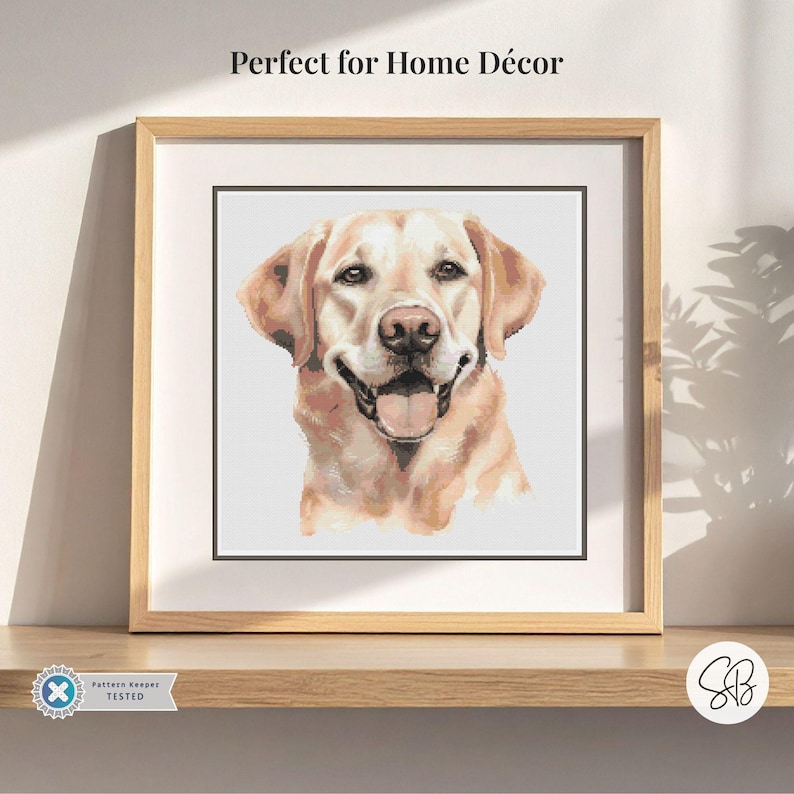 Golden Labrador Cross Stitch Pattern, Dog Lover’s Embroidery Pet Design, Instant Download, Floss Conversions