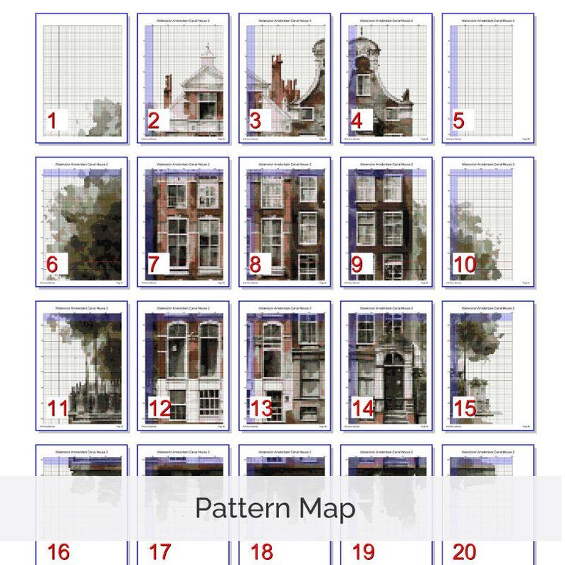 Amsterdam Canal House Cross Stitch Pattern, Dutch Architecture Art, Holland Watercolor Embroidery PDF