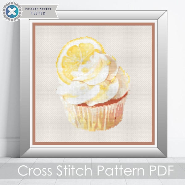 Sweet Lemon Cupcake Counted Cross Stitch PDF Pattern, Cupcake Cross Stitch Pattern, Cupcake PDF Pattern, Instant Download