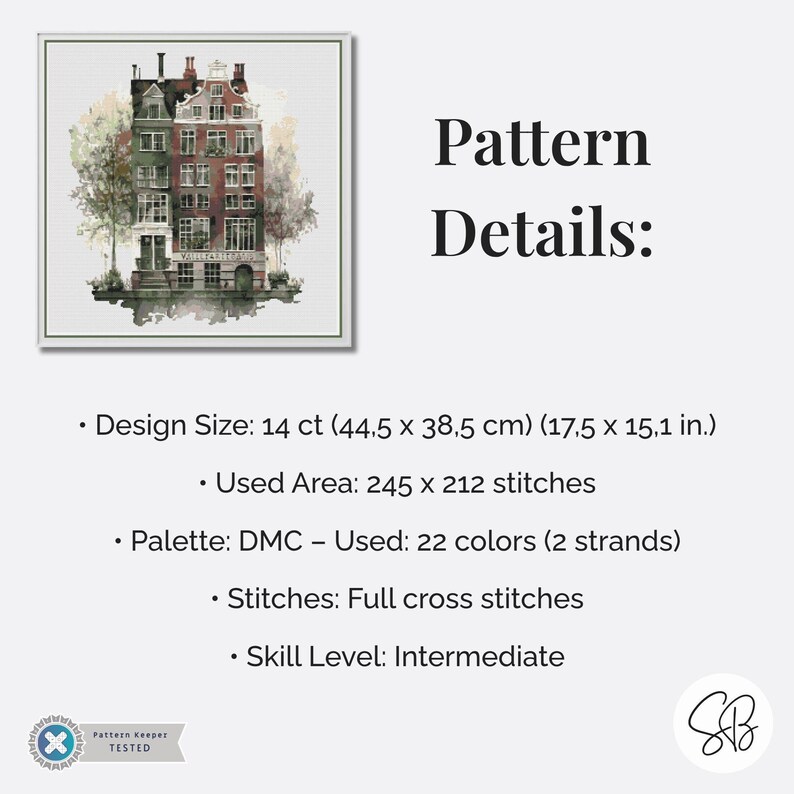 Amsterdam Canal House Cross Stitch Pattern, Dutch Architecture Art, Beginner Holland Embroidery, Watercolor European Decor, City Lover Gift