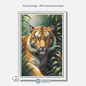 Tiger Kreuzstich Muster, große Katze Wildtier-Dschungel-Tier-Dekor, Instant Download, Zahnseide Umwandlungen