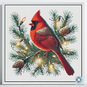 Kreuzstichmuster Weihnachten Cardinal, Weihnachtsdeko Digitales PDF Kreuzstichmuster Sofort-Download, Stickmusterdatei inkl
