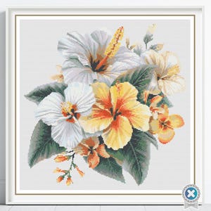 Bunch of Hibiscus Flowers Cross Stitch Pattern Pdf, Plant